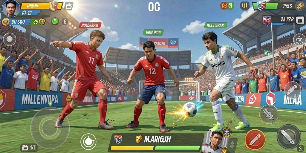 Tangkapan layar yang menunjukkan karakter utama dalam aksi.